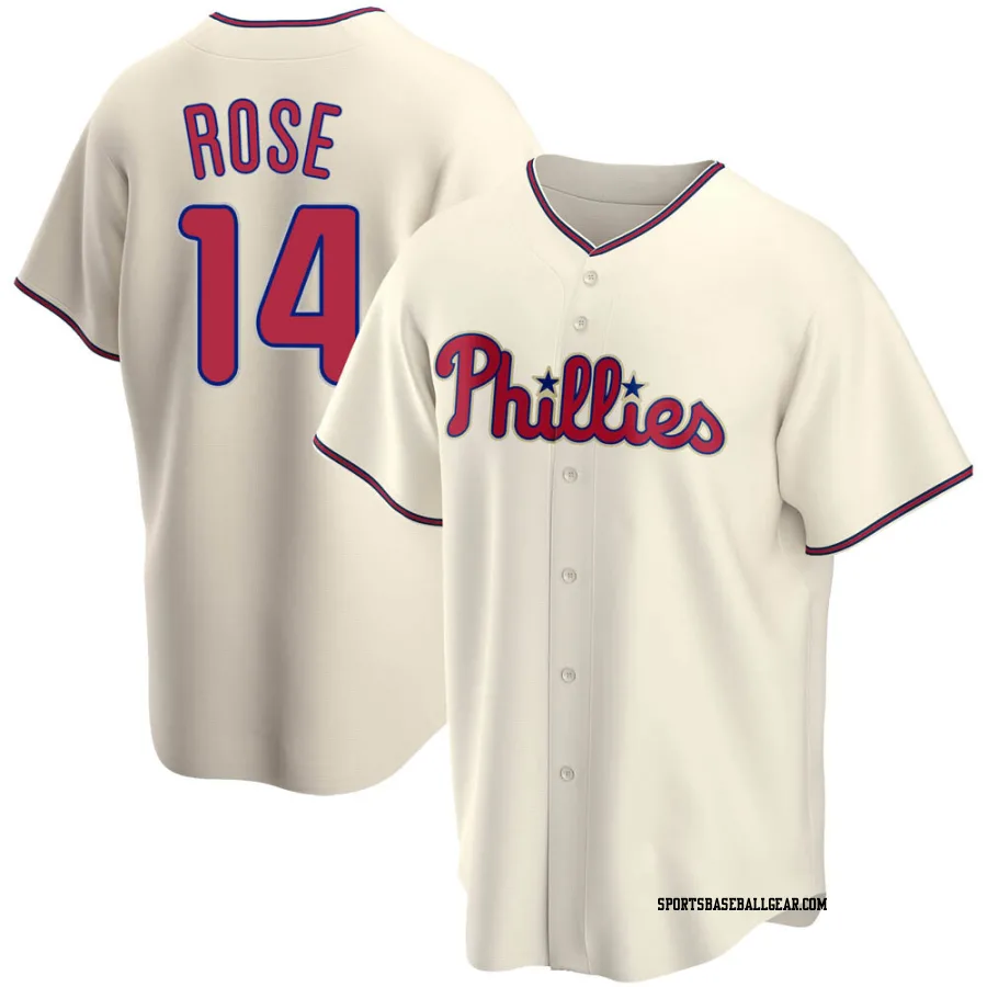 Pete Rose Men's Philadelphia Phillies Cream Replica Alternate Jersey