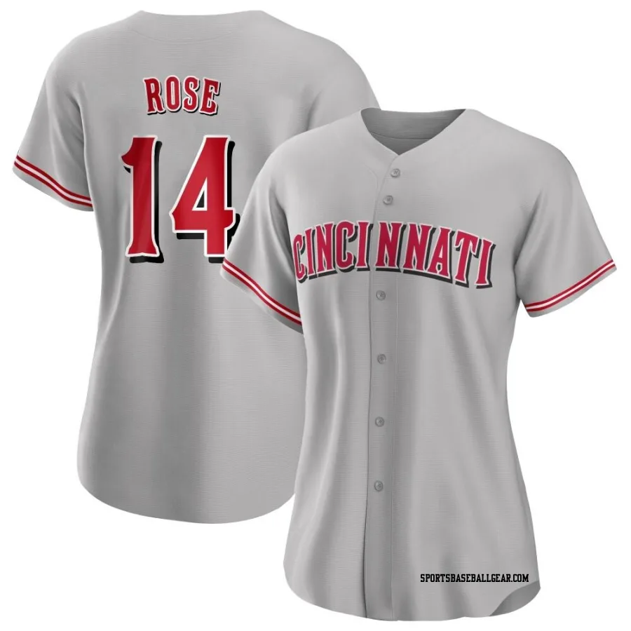 Pete Rose Women's Cincinnati Reds Gray Replica Road Jersey