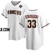 Peter Strzelecki Men's Arizona Diamondbacks White Replica Home 2023 World Series Jersey