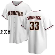 Peter Strzelecki Men's Arizona Diamondbacks White Replica Home Jersey