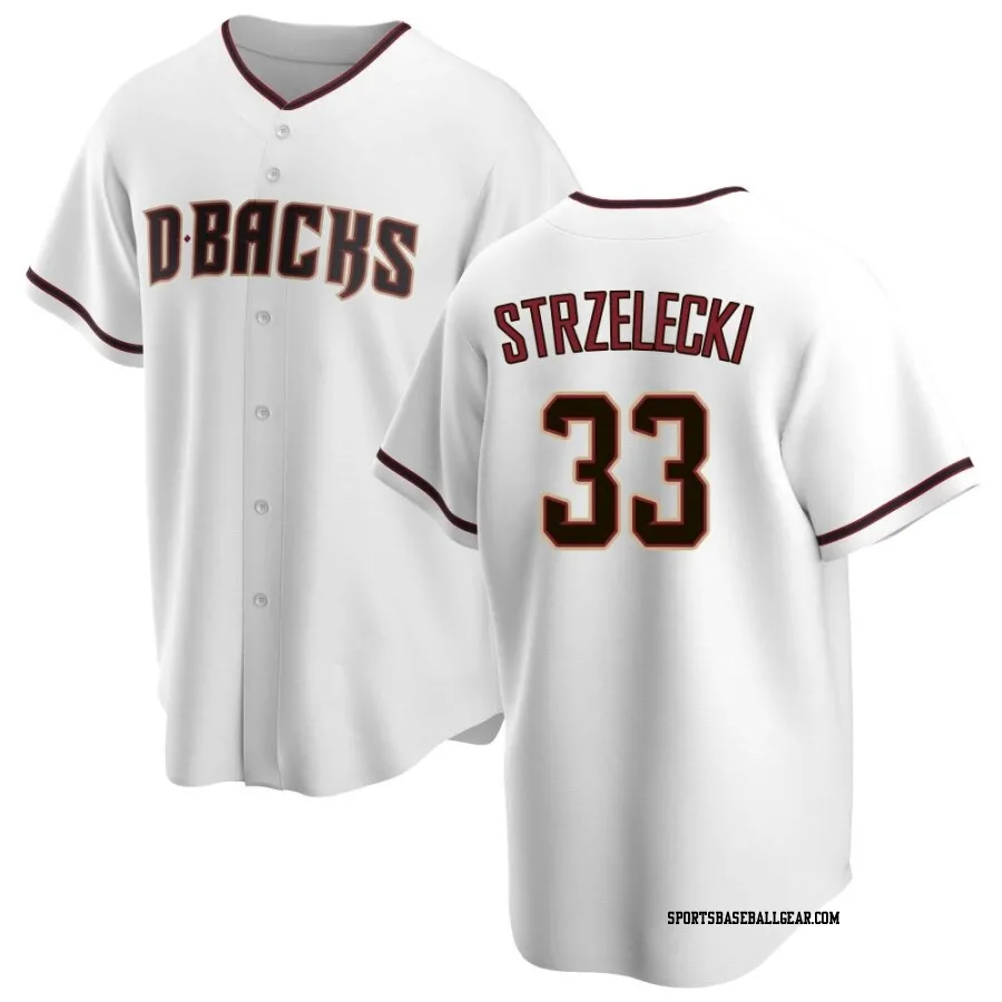 Peter Strzelecki Men's Arizona Diamondbacks White Replica Home Jersey