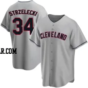 Peter Strzelecki Men's Cleveland Guardians Gray Replica Road Jersey