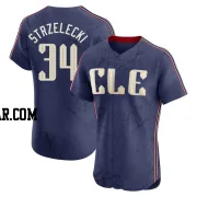 Peter Strzelecki Men's Cleveland Guardians Navy Elite 2024 City Connect Jersey