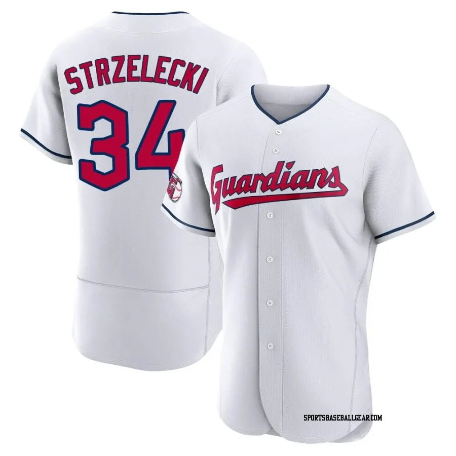 Peter Strzelecki Men's Cleveland Guardians White Authentic Home Jersey