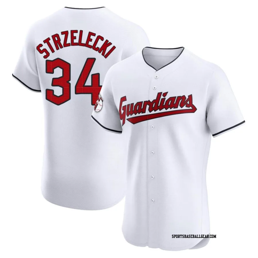 Peter Strzelecki Men's Cleveland Guardians White Elite Home Jersey