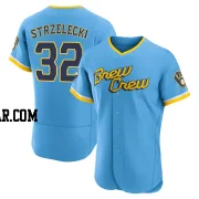 Peter Strzelecki Men's Milwaukee Brewers Blue Authentic Powder 2022 City Connect Jersey