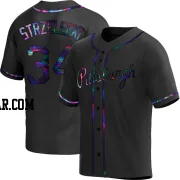 Peter Strzelecki Men's Pittsburgh Pirates Black Holographic Replica Alternate Jersey