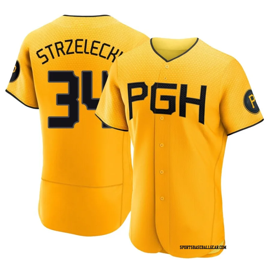 Peter Strzelecki Men's Pittsburgh Pirates Gold Authentic 2023 City Connect Jersey