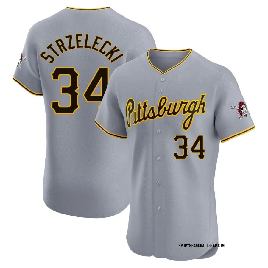 Peter Strzelecki Men's Pittsburgh Pirates Gray Elite Road Jersey