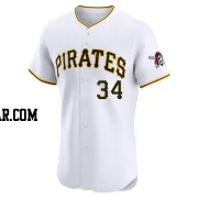 Peter Strzelecki Men's Pittsburgh Pirates White Elite Home Jersey