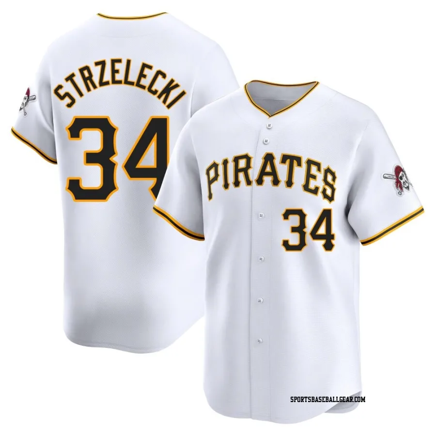 Peter Strzelecki Men's Pittsburgh Pirates White Limited Home Jersey