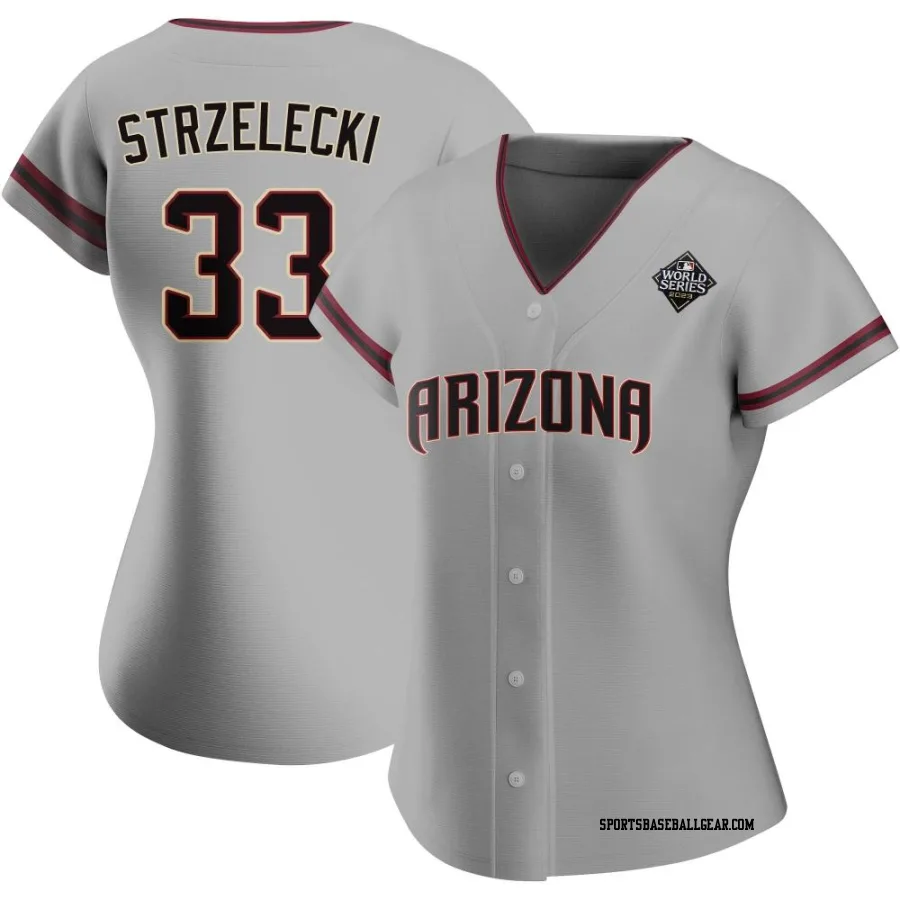 Peter Strzelecki Women's Arizona Diamondbacks Gray Authentic Road 2023 World Series Jersey