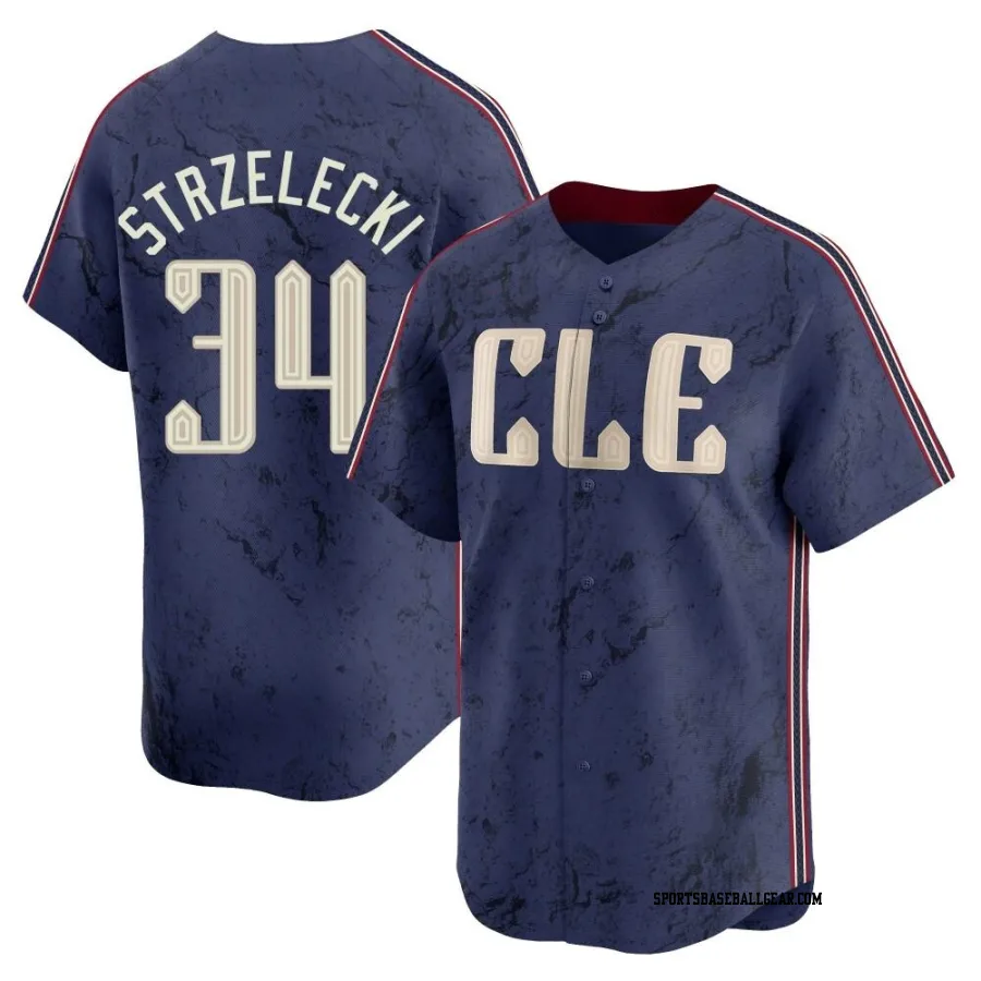 Peter Strzelecki Youth Cleveland Guardians Navy Limited 2024 City Connect Jersey