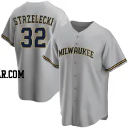 Peter Strzelecki Youth Milwaukee Brewers Gray Replica Road Jersey