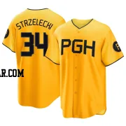 Peter Strzelecki Youth Pittsburgh Pirates Gold Replica 2023 City Connect Jersey