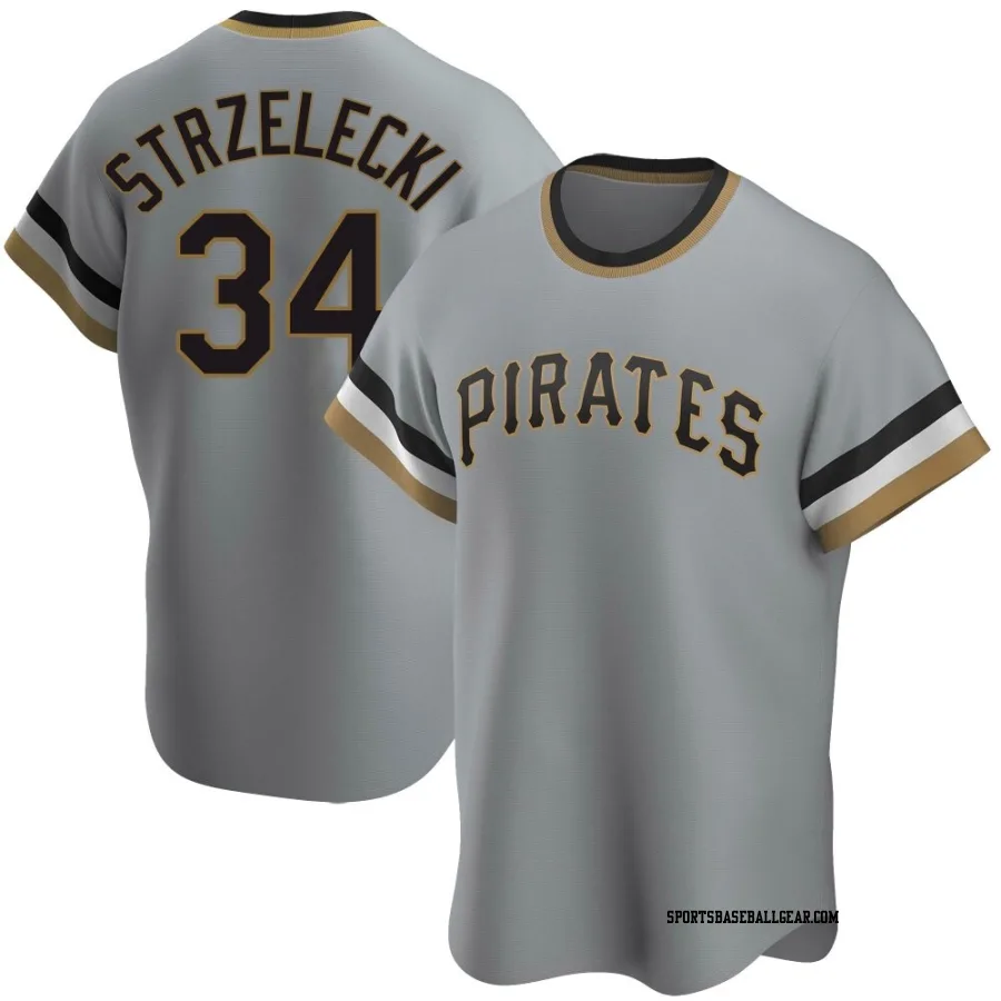 Peter Strzelecki Youth Pittsburgh Pirates Gray Replica Road Cooperstown Collection Jersey