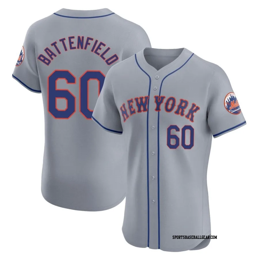 Peyton Battenfield Men's New York Mets Gray Elite Road Jersey