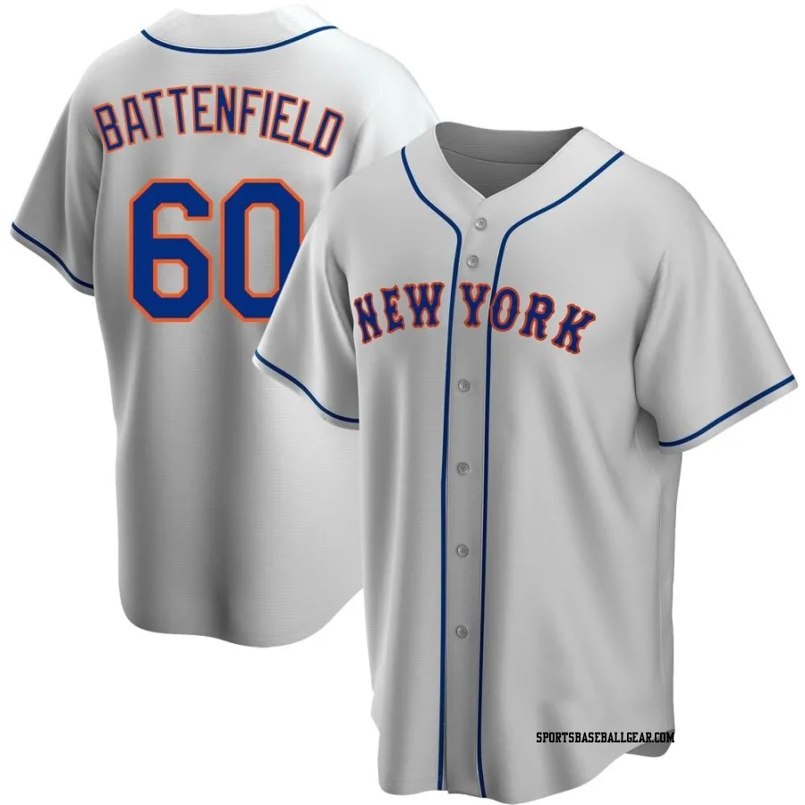 Peyton Battenfield Men's New York Mets Gray Replica Road Jersey