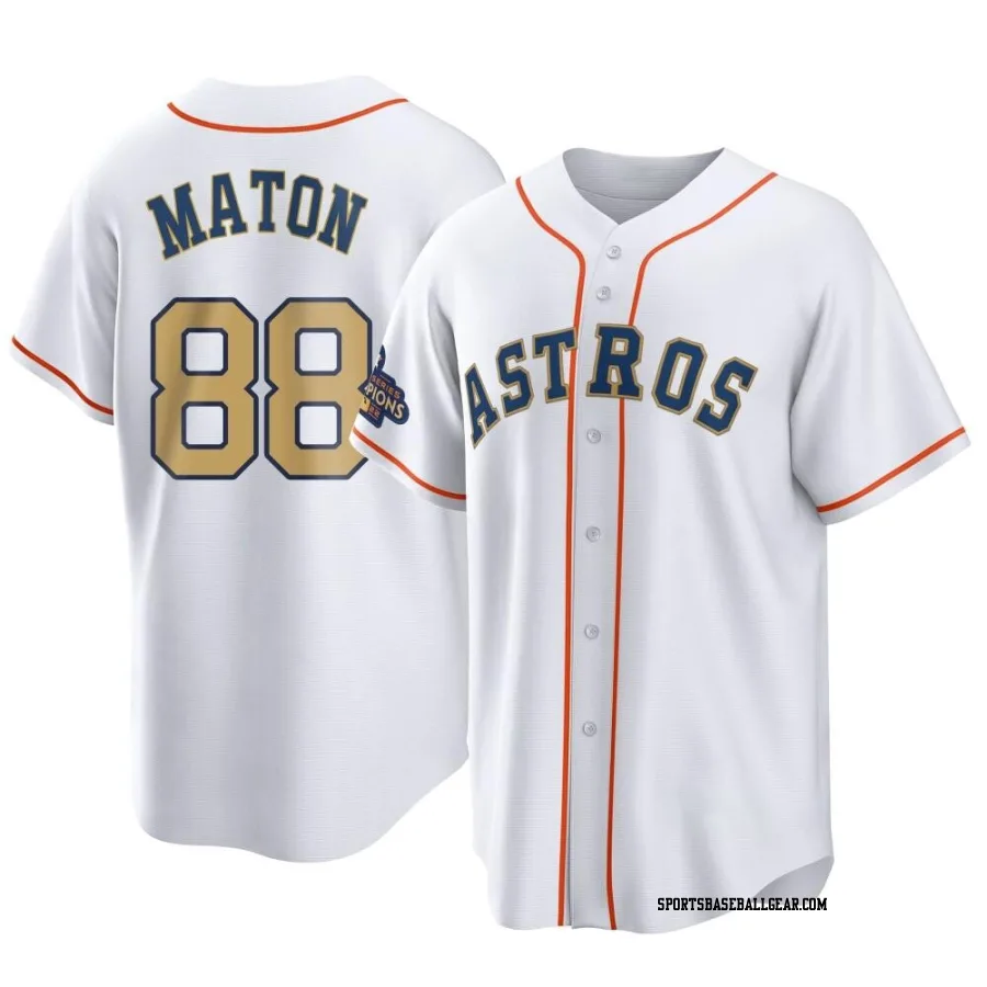 Phil Maton Men's Houston Astros Gold Replica White 2023 Collection Jersey