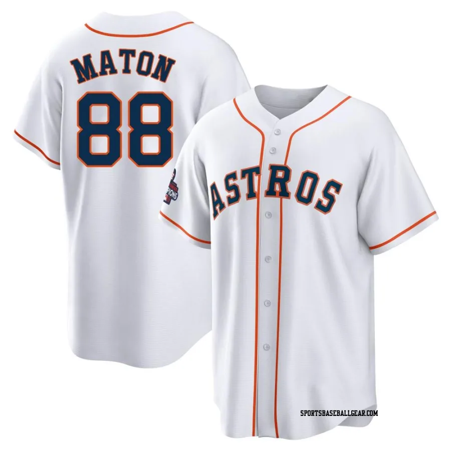 Phil Maton Youth Houston Astros White Replica 2022 World Series Champions Home Jersey