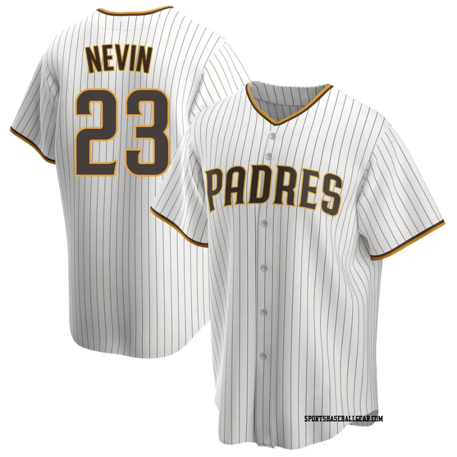 Phil Nevin Men's San Diego Padres White/Brown Replica Home Jersey