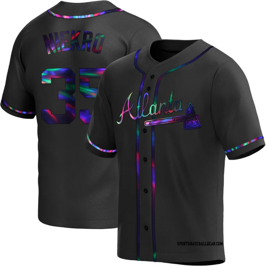 Phil Niekro Men's Atlanta Braves Black Holographic Replica Alternate Jersey