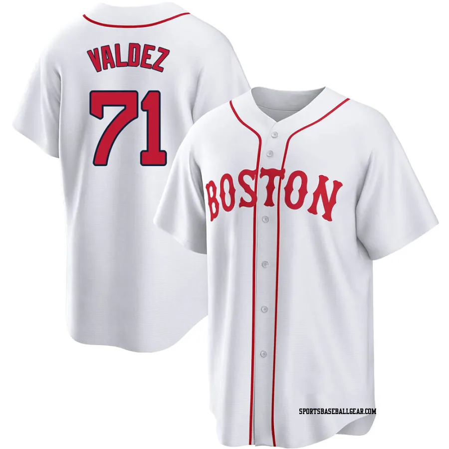 Phillips Valdez Men's Boston Red Sox White Replica 2021 Patriots' Day Jersey