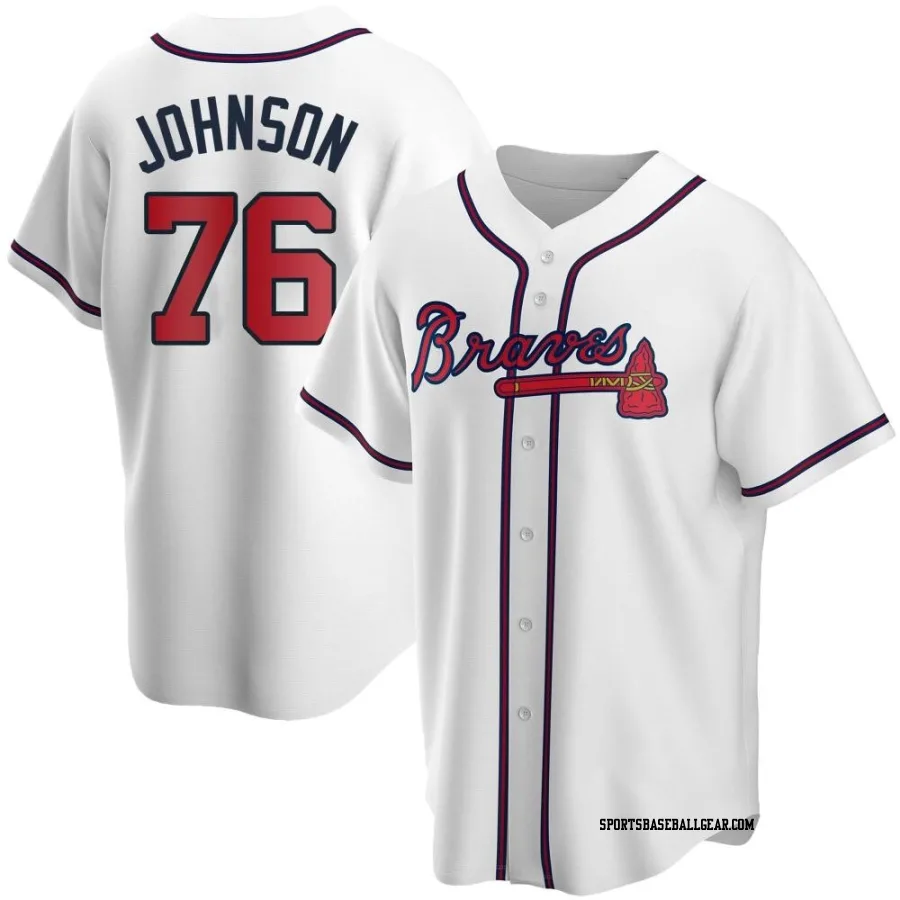 Pierce Johnson Youth Atlanta Braves White Replica Home Jersey