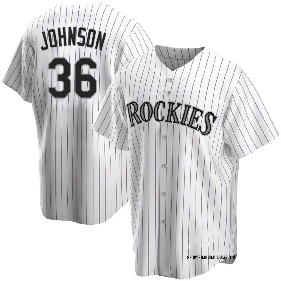 Pierce Johnson Youth Colorado Rockies White Replica Home Jersey