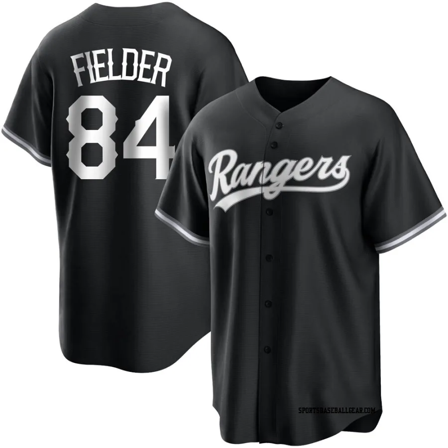 Prince Fielder Men's Texas Rangers Black/White Replica Jersey