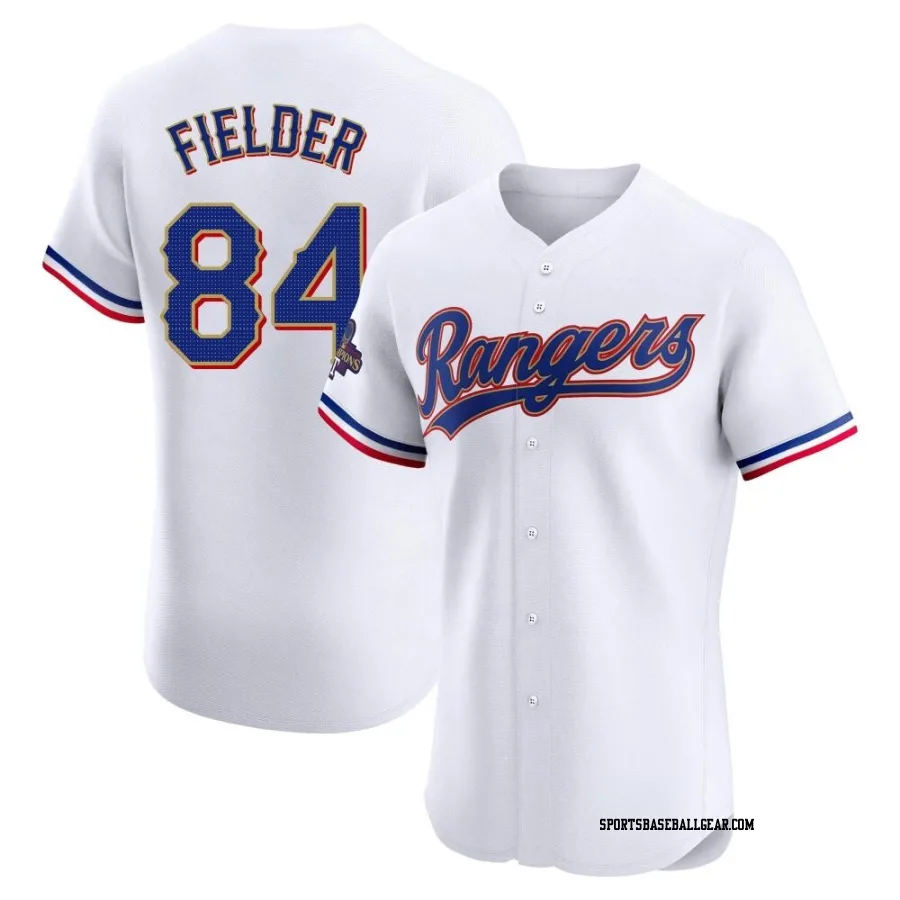 Prince Fielder Men's Texas Rangers Gold Elite White 2024 Collection Jersey