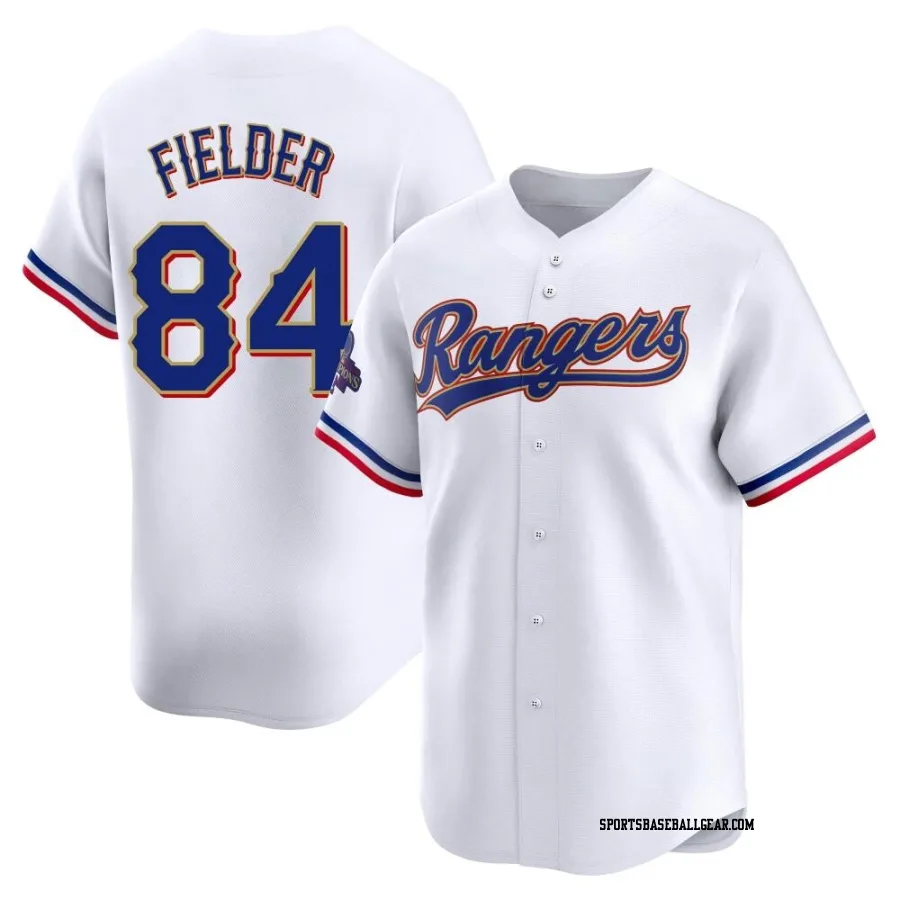 Prince Fielder Men's Texas Rangers Gold Limited White 2024 Collection Jersey