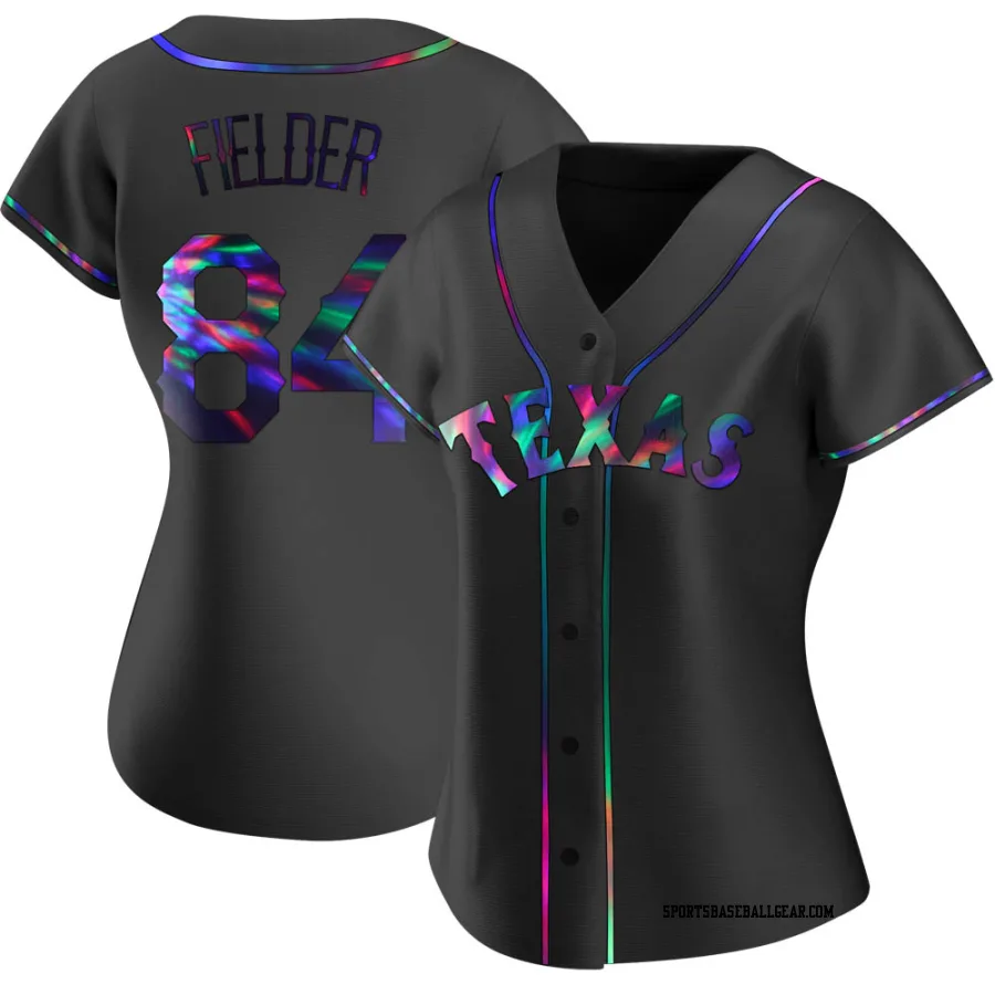 Prince Fielder Women's Texas Rangers Black Holographic Replica Alternate Jersey