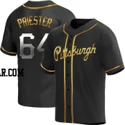 Quinn Priester Men's Pittsburgh Pirates Black Golden Replica Alternate Jersey