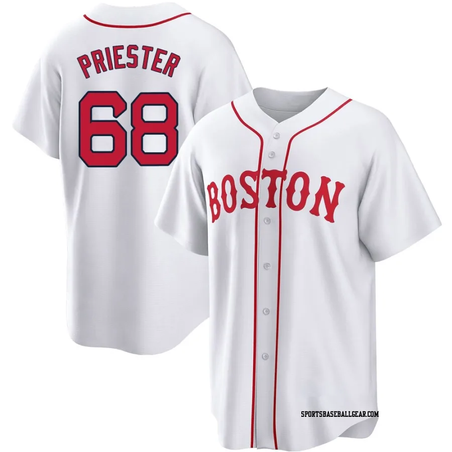 Quinn Priester Youth Boston Red Sox White Replica 2021 Patriots' Day Jersey