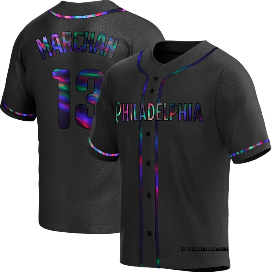 Rafael Marchan Youth Philadelphia Phillies Black Holographic Replica Alternate Jersey