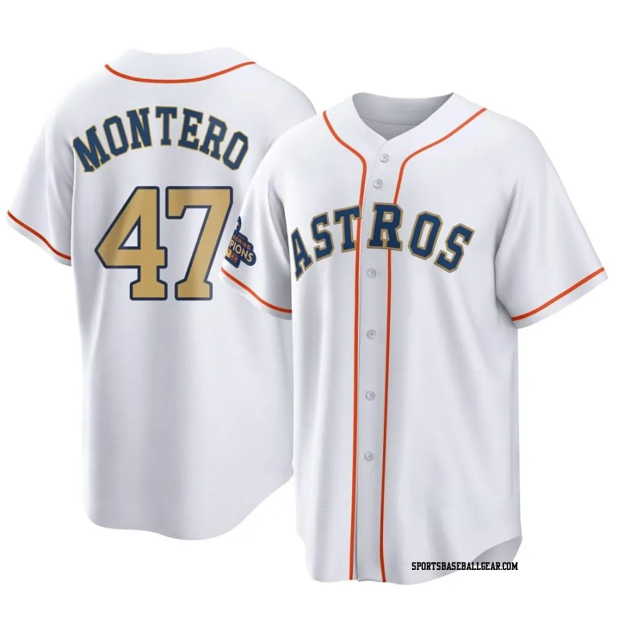 Rafael Montero Men's Houston Astros Gold Replica White 2023 Collection Jersey