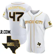 Rafael Montero Men's Houston Astros White/Gold Authentic 2023 Space City Ready 2 Reign Flex Base Jersey