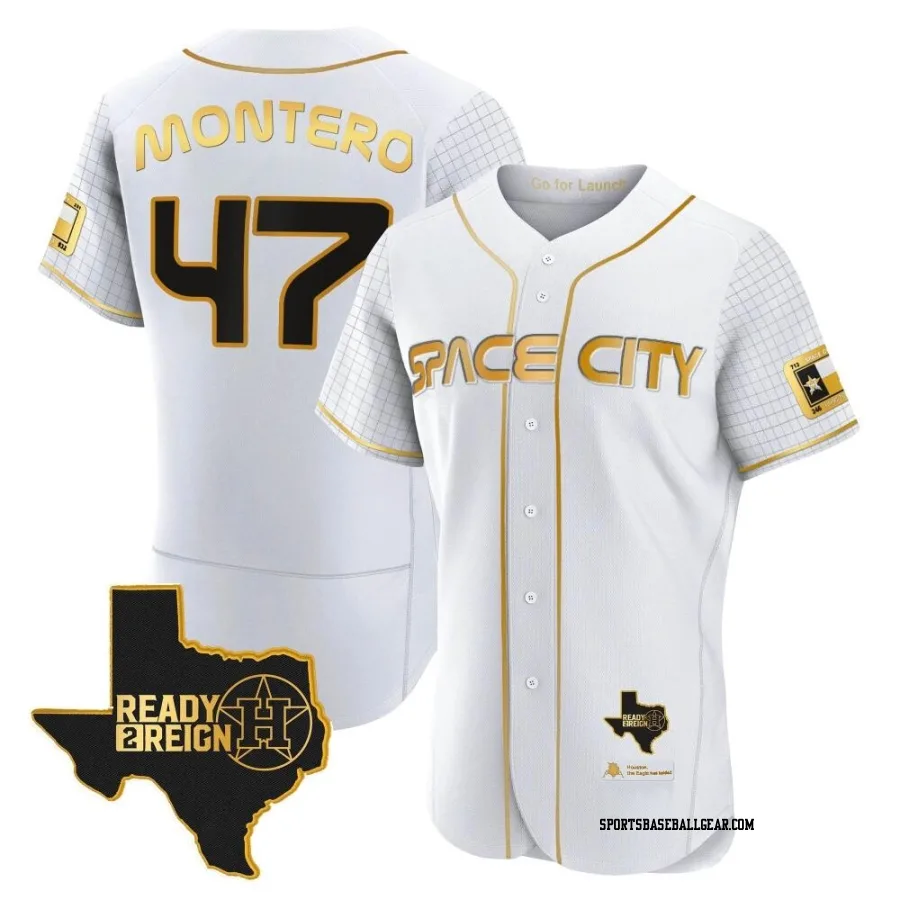 Rafael Montero Men's Houston Astros White/Gold Authentic 2023 Space City Ready 2 Reign Flex Base Jersey