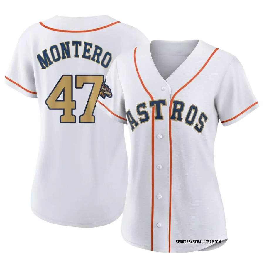 Rafael Montero Women's Houston Astros Gold Authentic White 2023 Collection Jersey