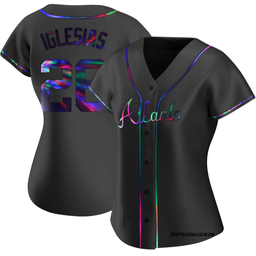 Raisel Iglesias Women's Atlanta Braves Black Holographic Replica Alternate Jersey