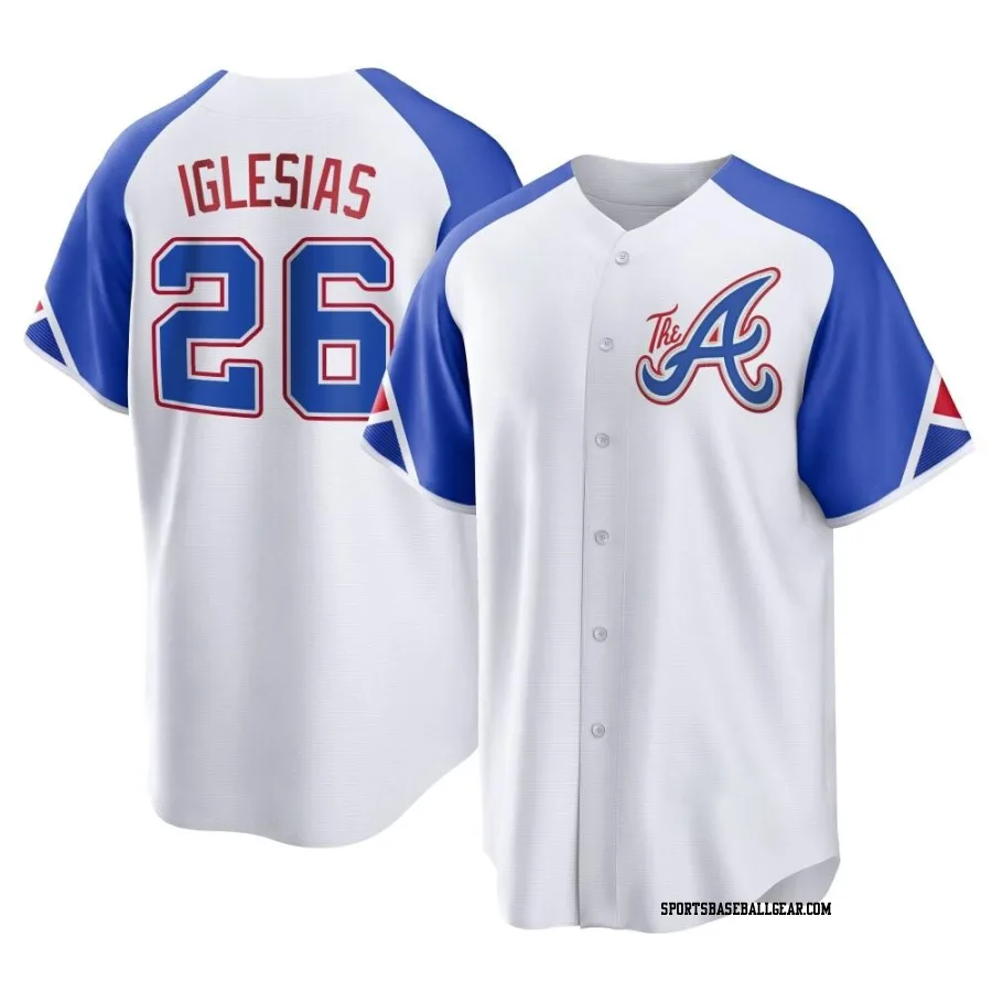 Raisel Iglesias Youth Atlanta Braves White Replica 2023 City Connect Jersey