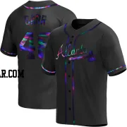 Ralph Garr Men's Atlanta Braves Black Holographic Replica Alternate Jersey