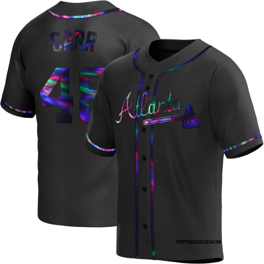 Ralph Garr Men's Atlanta Braves Black Holographic Replica Alternate Jersey