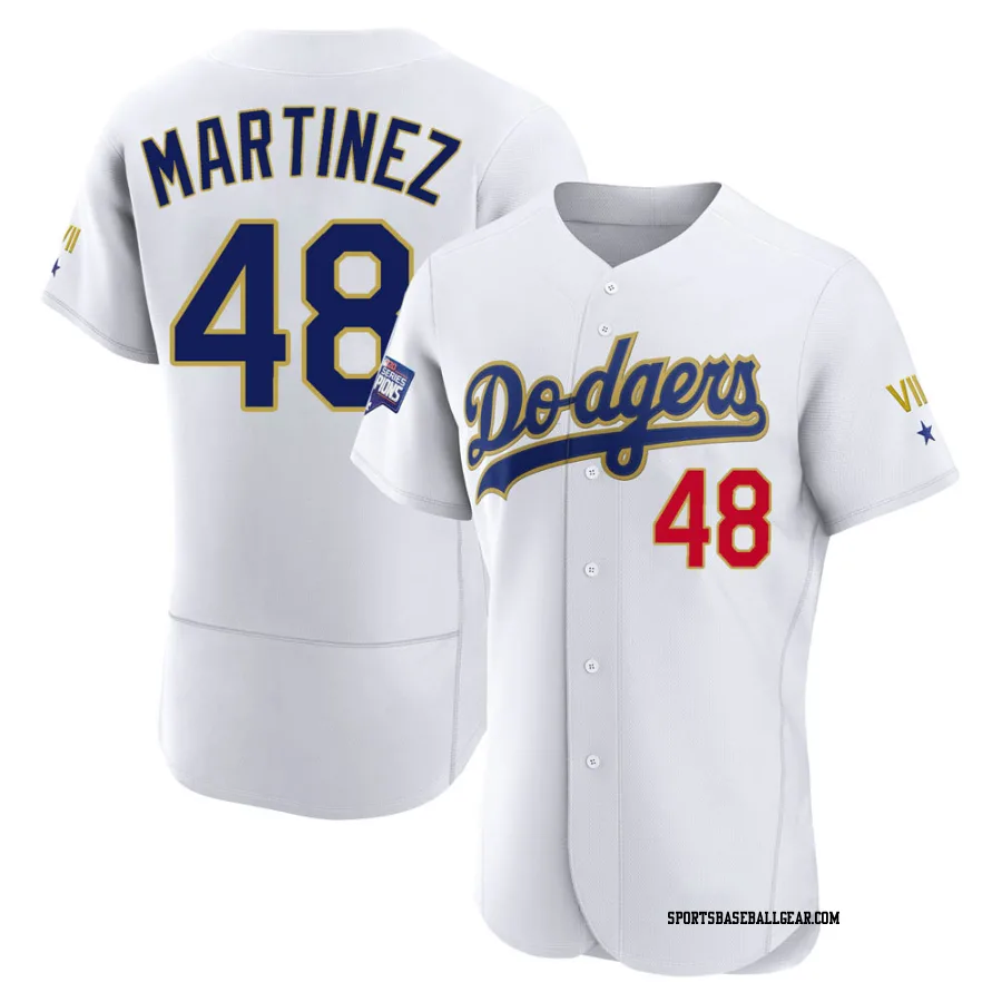 Ramon Martinez Men's Los Angeles Dodgers White/Gold Authentic 2021 Gold Program Player Jersey