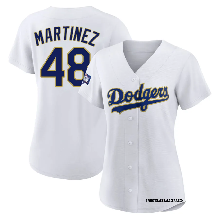 Ramon Martinez Women's Los Angeles Dodgers White/Gold Replica 2021 Gold Program Player Jersey