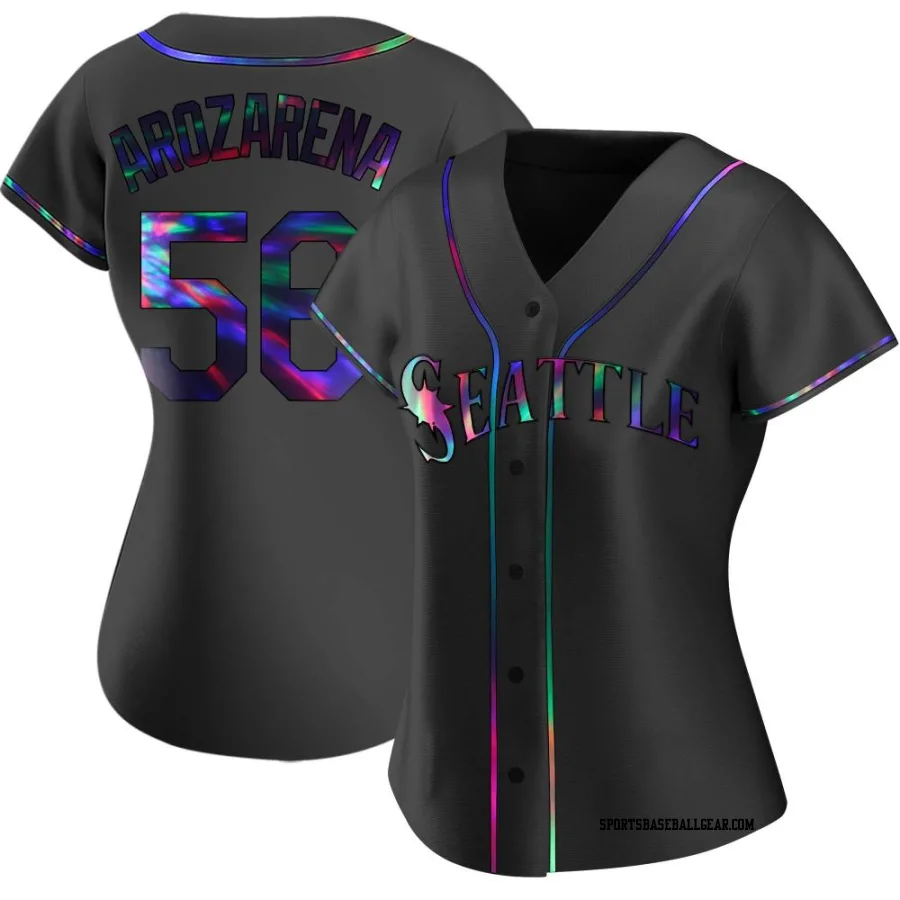 Randy Arozarena Women's Seattle Mariners Black Holographic Replica Alternate Jersey