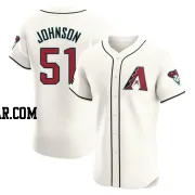 Randy Johnson Men's Arizona Diamondbacks Cream Elite Home Patch Jersey