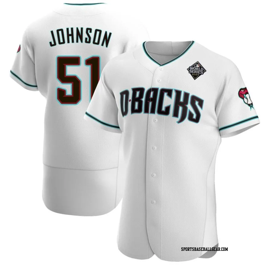 Randy Johnson Men's Arizona Diamondbacks White Authentic Teal Alternate 2023 World Series Jersey