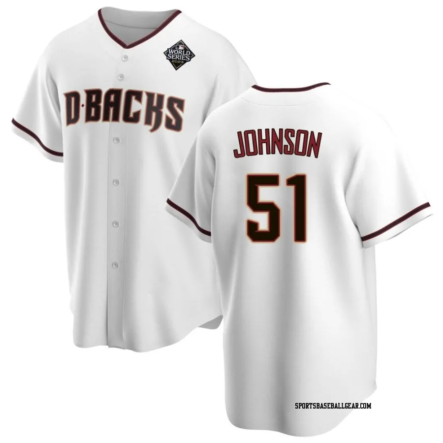 Randy Johnson Men's Arizona Diamondbacks White Replica Home 2023 World Series Jersey